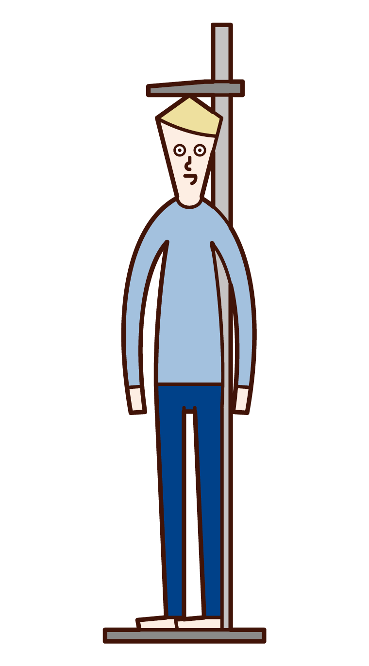 測量身高的人（男性）的插圖