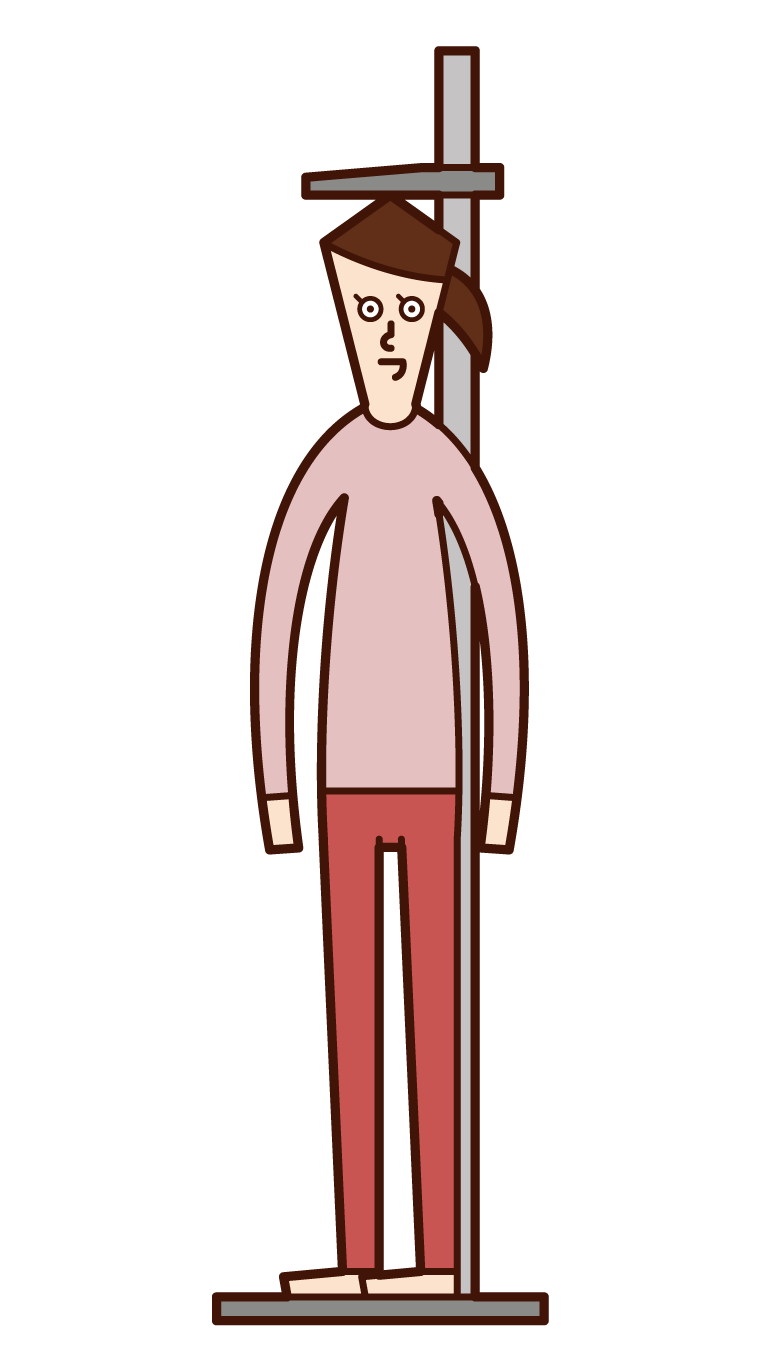 Illustration of a person (woman) measuring height