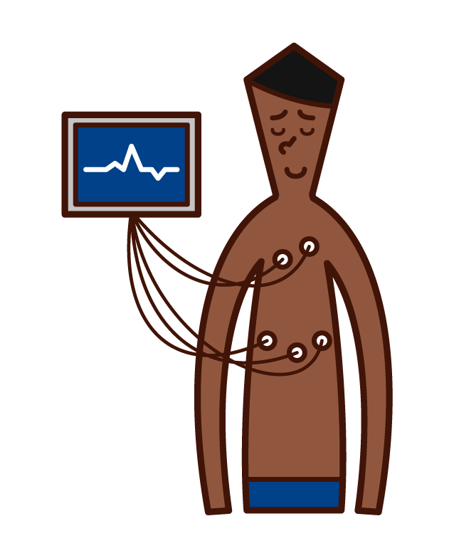 Illustration of a man undergoing an electrocardioelectric examination