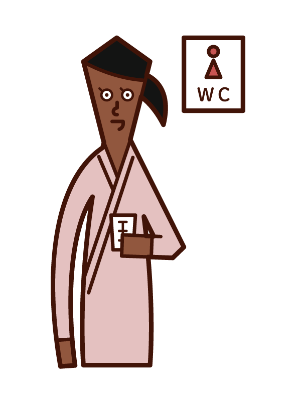 Illustration of a woman undergoing a urine test