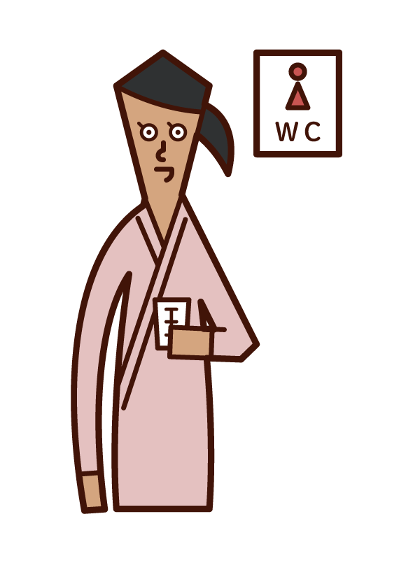 Illustration of a woman undergoing a urine test