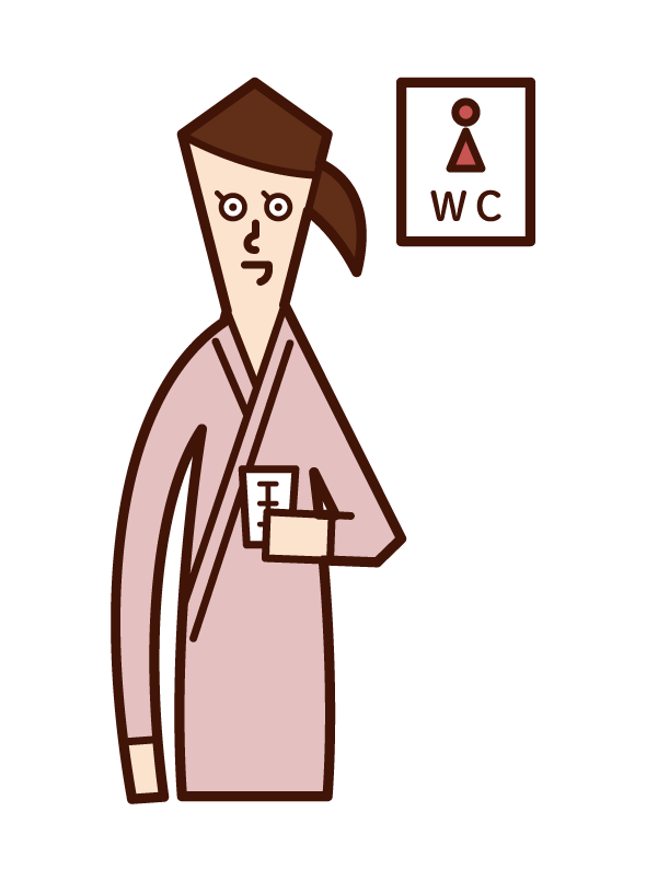 Illustration of a woman undergoing a urine test