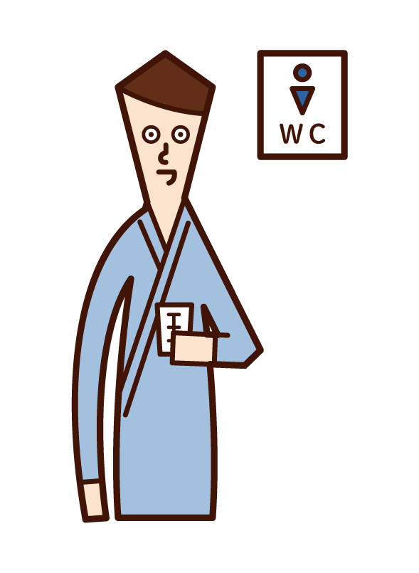 Illustration of a man undergoing a urine test