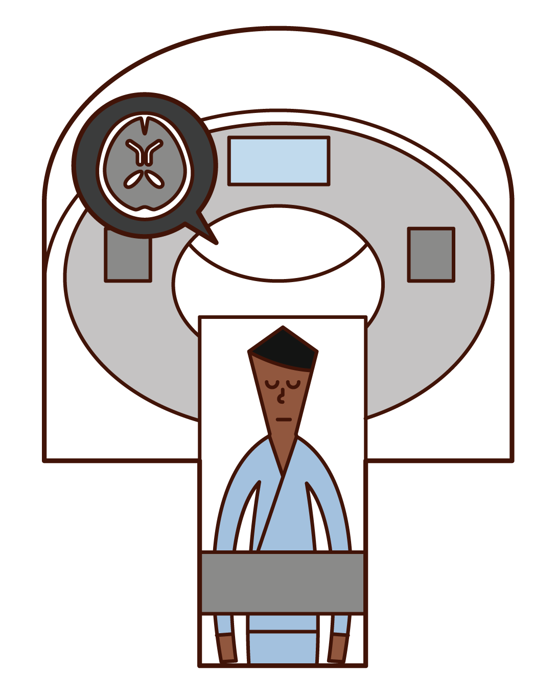 MRI検査・CT検査を受ける人（男性）のイラスト