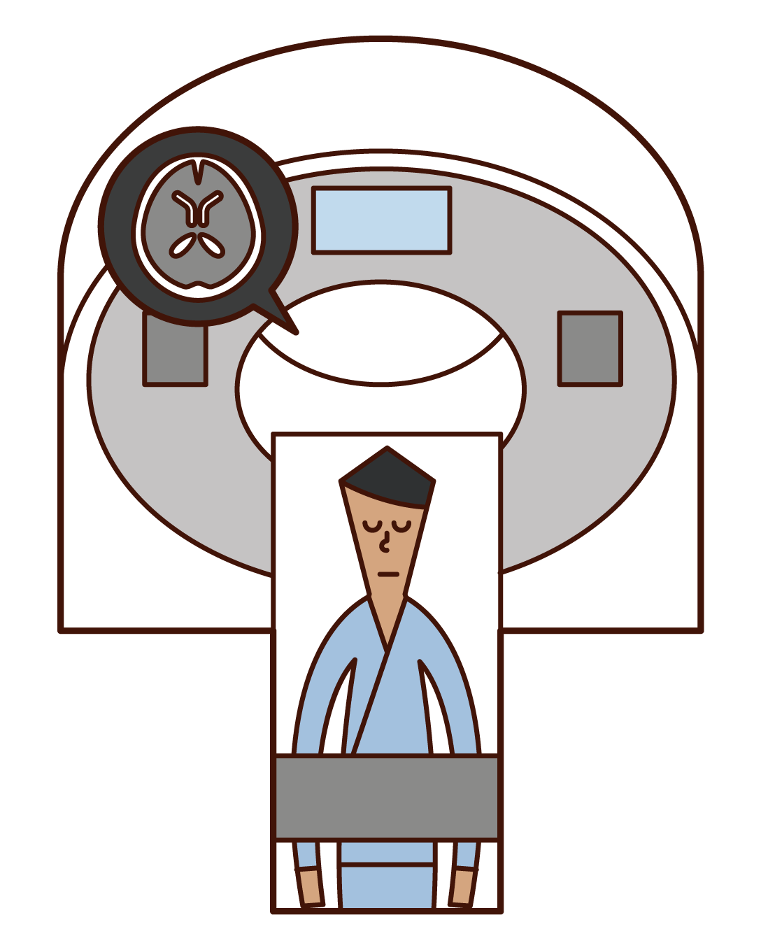 MRI検査・CT検査を受ける人（男性）のイラスト