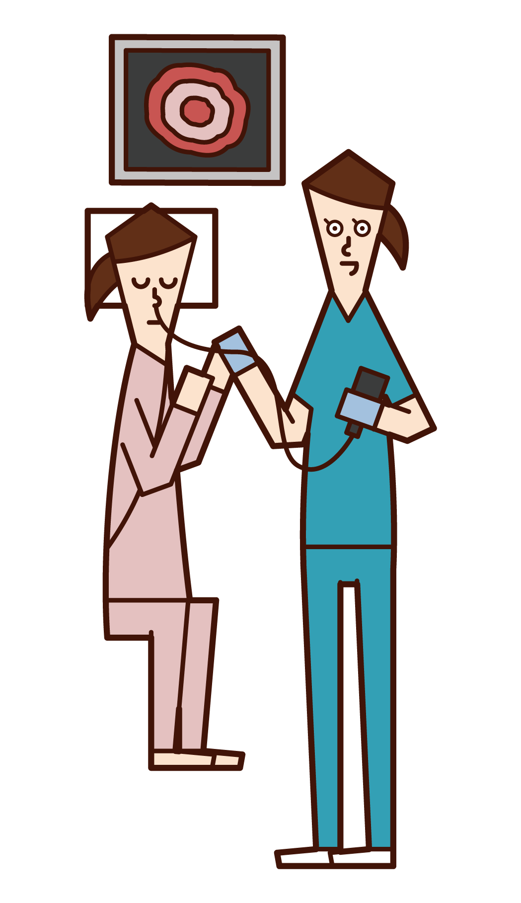 Illustration of a woman undergoing an endoscopy (gastric camera) Illustration of a woman undergoing an endoscopy (gastric camera)