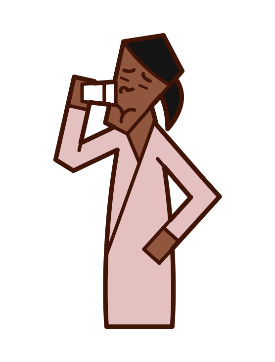 Illustration of a woman who drinks Valium painfully