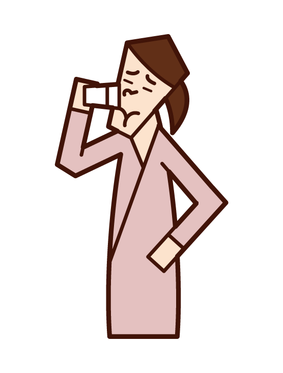 Illustration of a woman who drinks Valium painfully