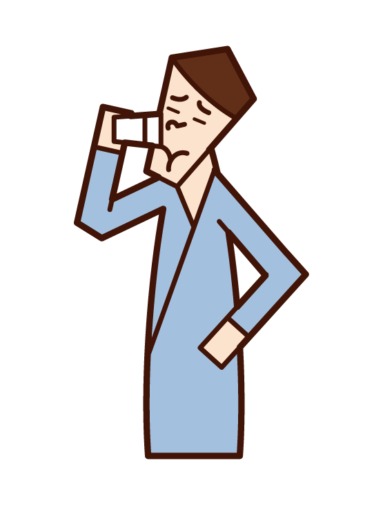 Illustration of a man who drinks Valium painfully