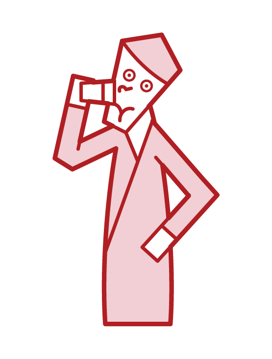 Illustration of a barium drinker (male)