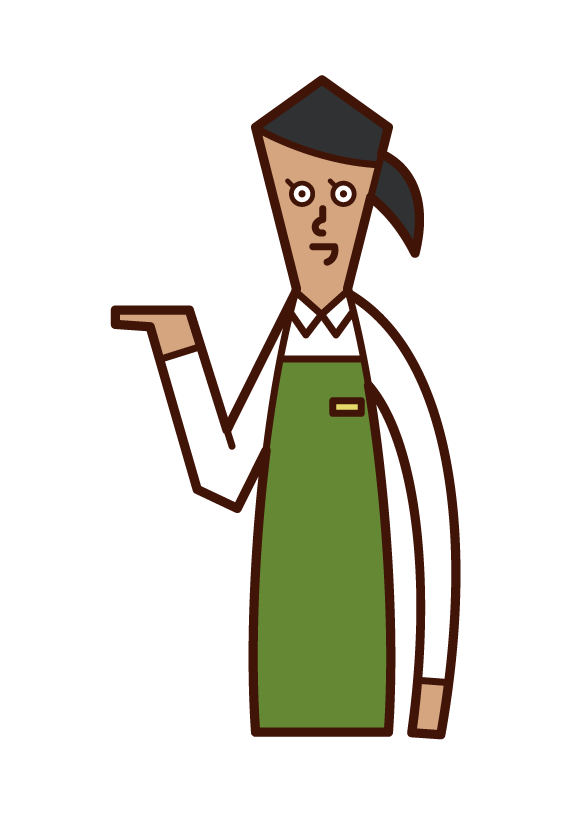 Illustration of a clerk (woman) who serves, accepts, and provides guidance