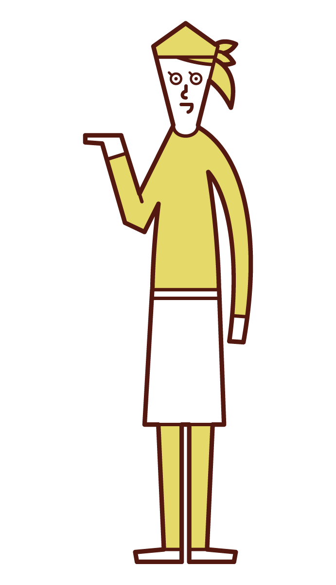 Illustration of a woman who serves, accepts, and provides information