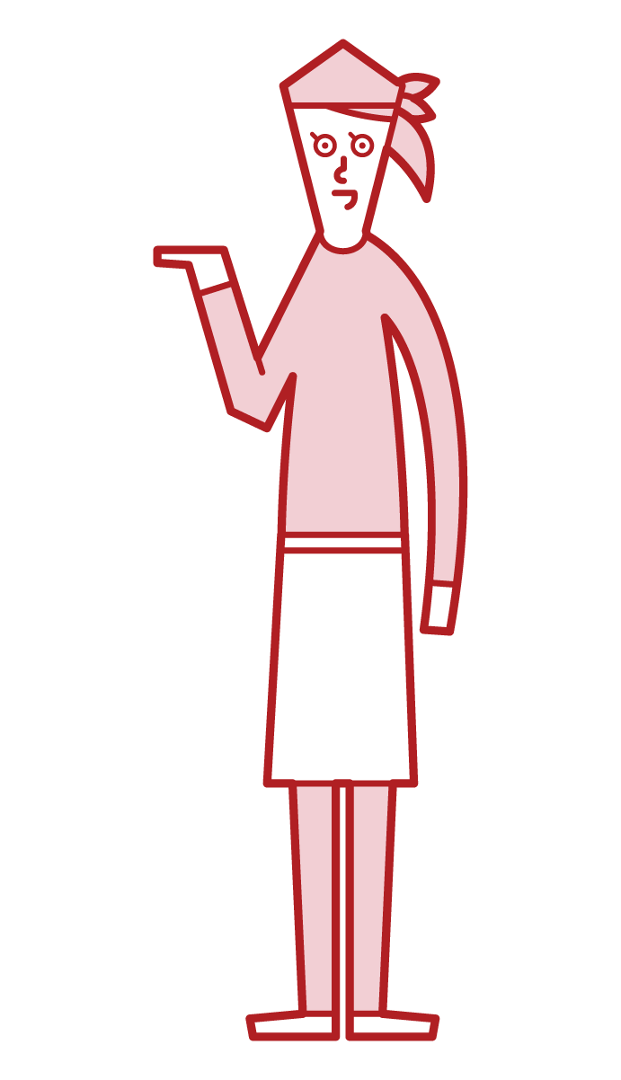 Illustration of a woman who serves, accepts, and provides information