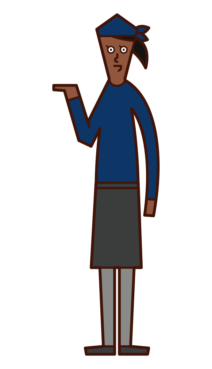 Illustration of a woman who serves, accepts, and provides information
