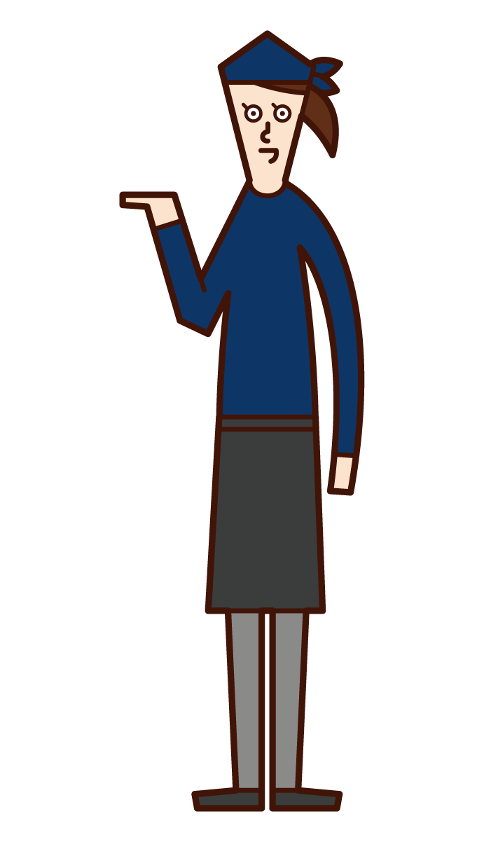 Illustration of a person (male) who serves, accepts, and provides guidance