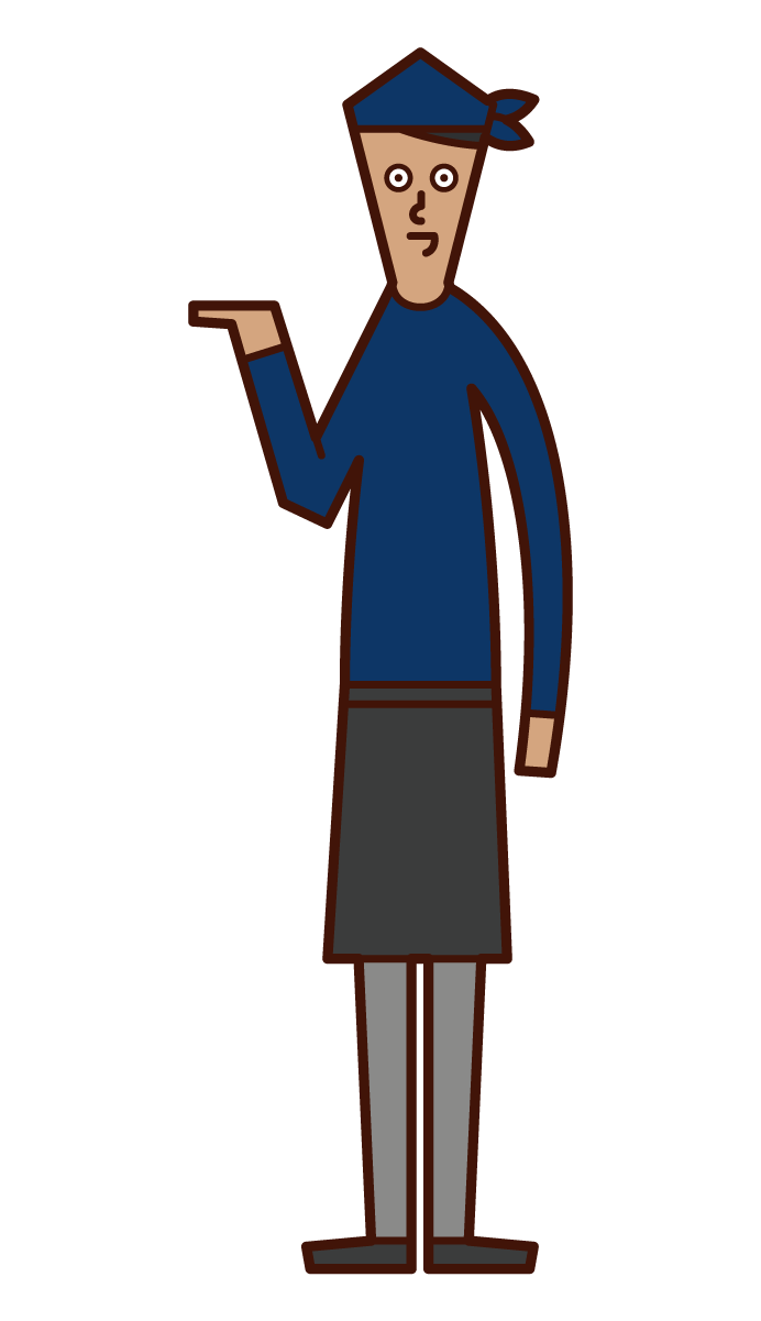 Illustration of a person (male) who serves, accepts, and provides guidance