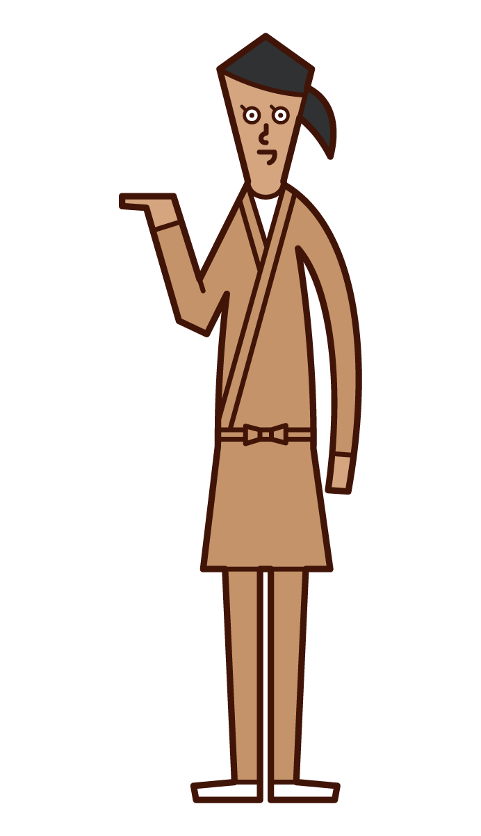 Illustration of a clerk (woman) who serves, accepts, and provides guidance