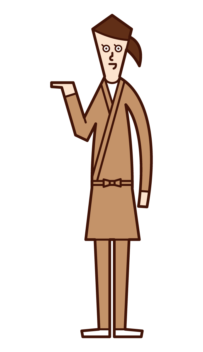 Illustration of a woman who serves, accepts, and provides information