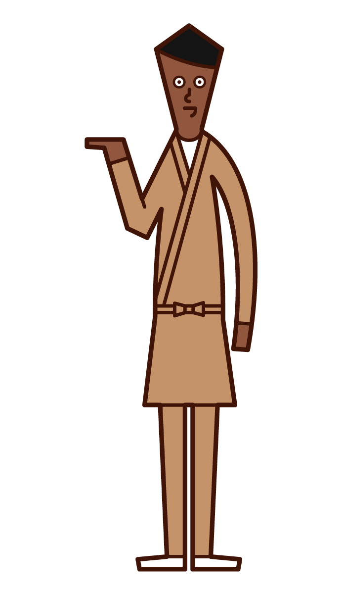 Illustration of a clerk (male) who serves, accepts, and provides guidance