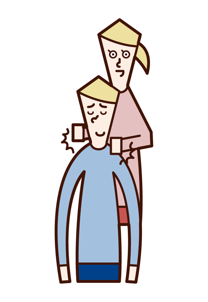 Illustration of a woman tapping her husband on the shoulder