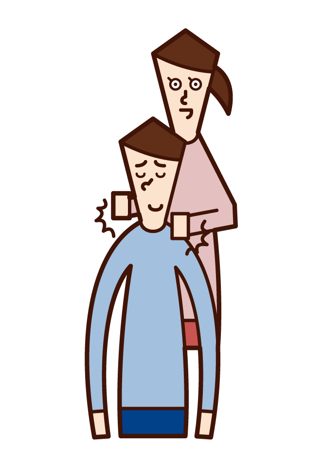 Illustration of a woman tapping her husband on the shoulder