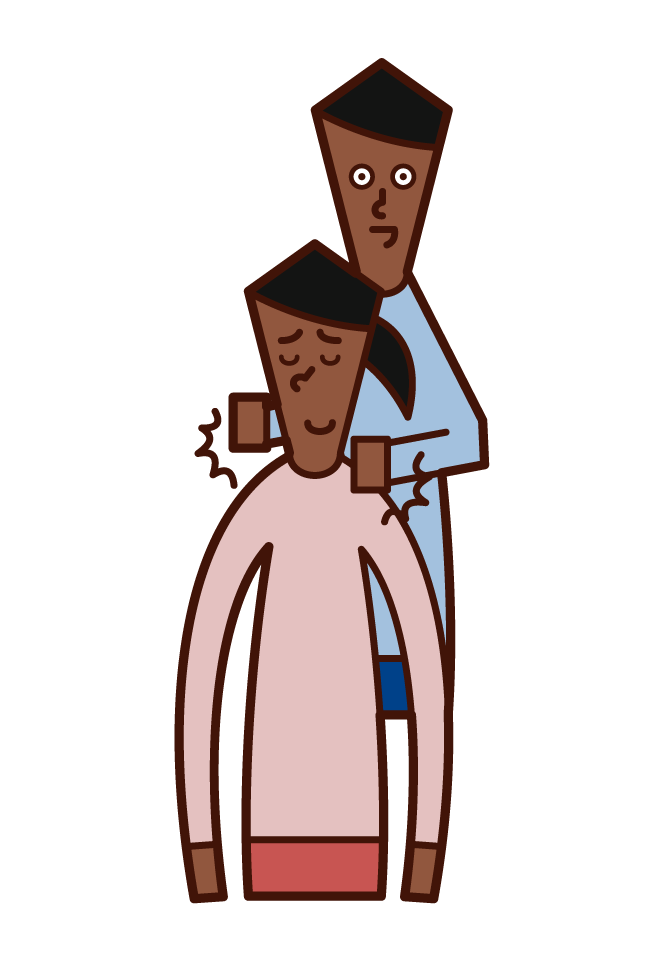 Illustration of a woman tapping his wife on the shoulder