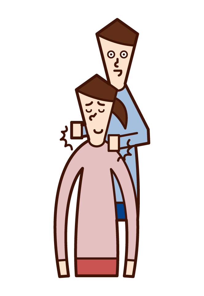 Illustration of a woman tapping his wife on the shoulder