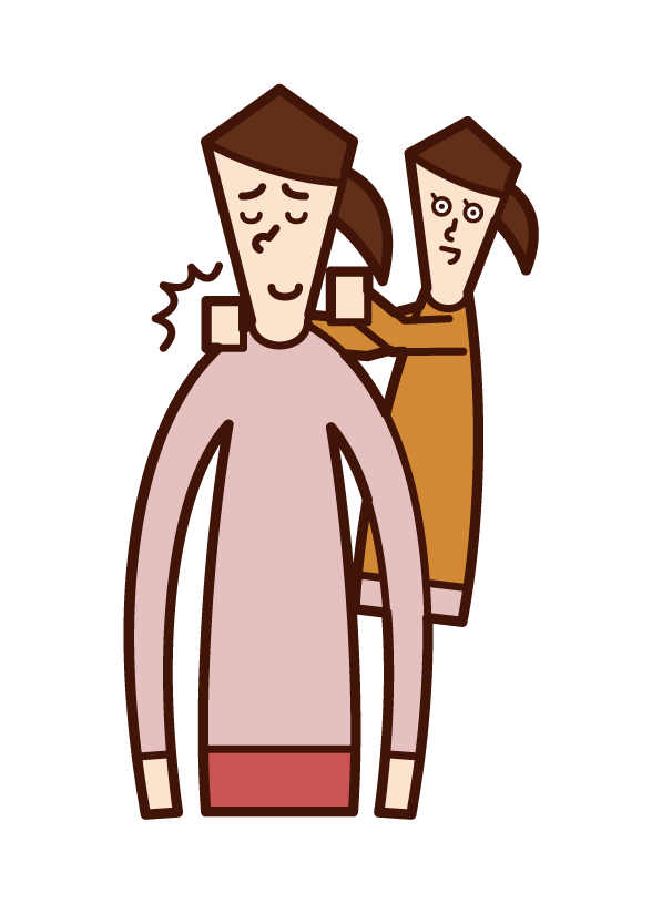 Illustration of a woman tapping his wife on the shoulder