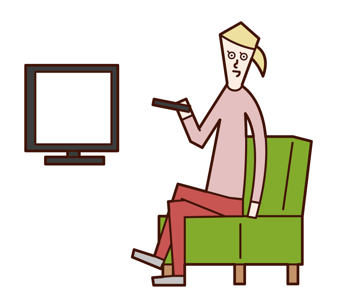 テレビを見る人 女性 のイラスト フリーイラスト素材集 Kukukeke