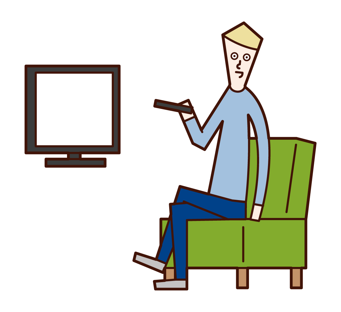 TV를 보는 사람 (남성)의 그림