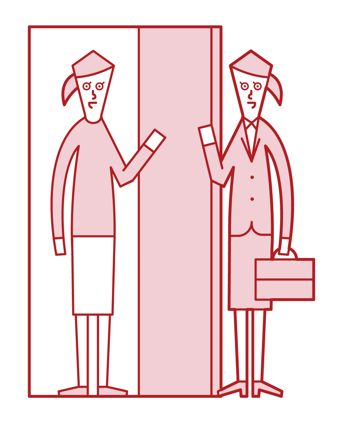 Illustration of a visiting salesperson or salesperson (female)