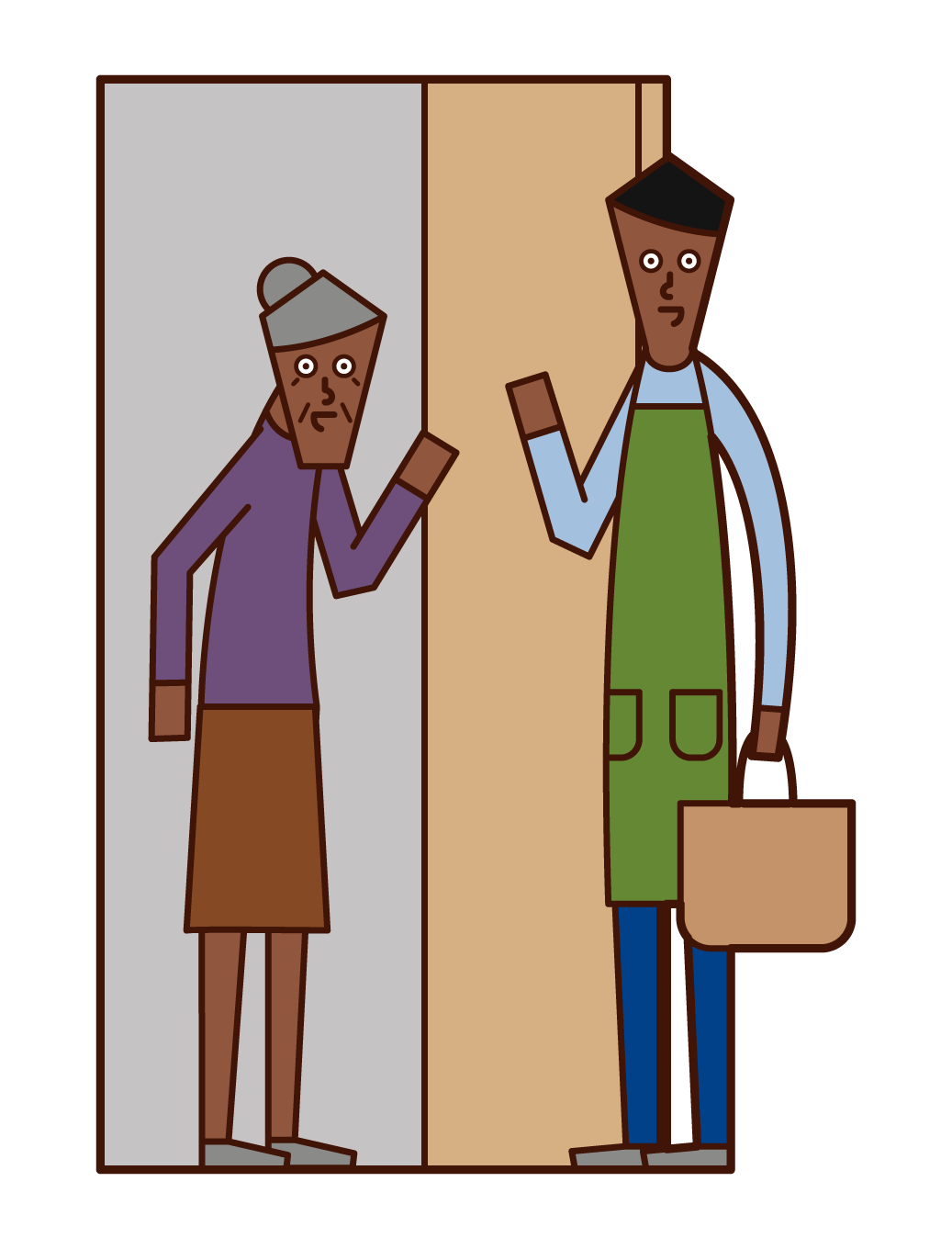 家庭傭工和探視護理人員（男性）的插圖