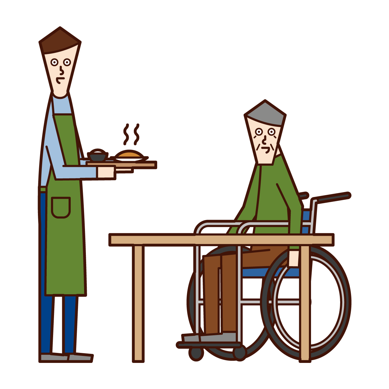 Illustration of a shop shopper and a home helper (male)