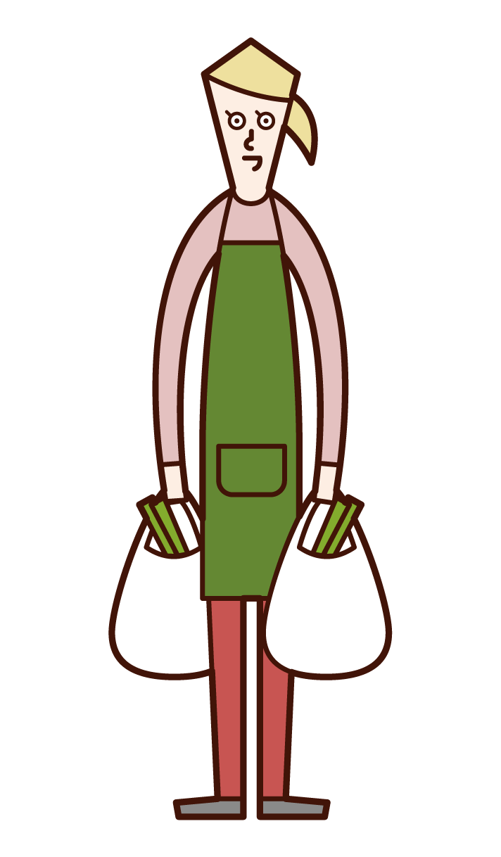 買い物をする人・ホームヘルパー（女性）のイラスト
