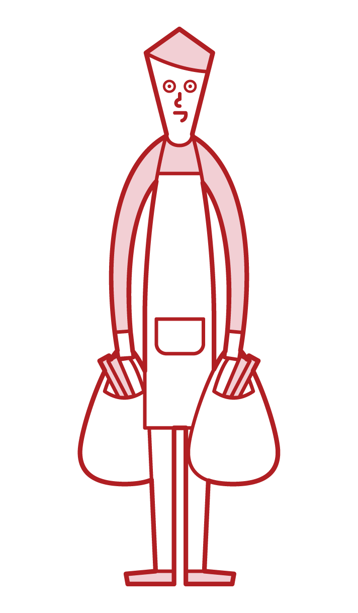 Illustration of a shop shopper and a home helper (male)
