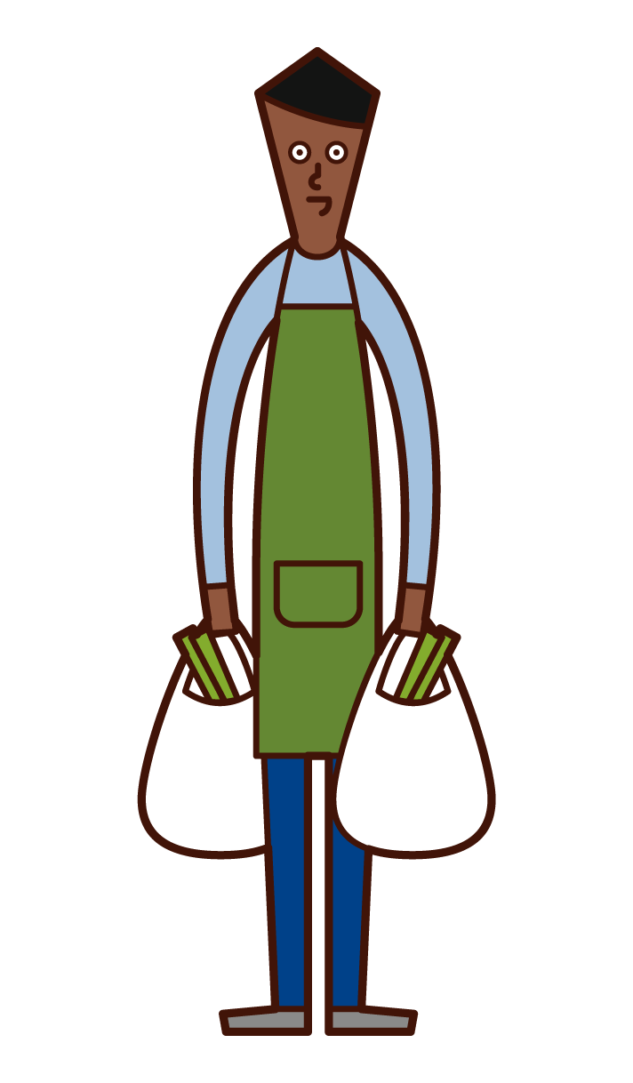 購物者和家庭傭工（男性）的插圖