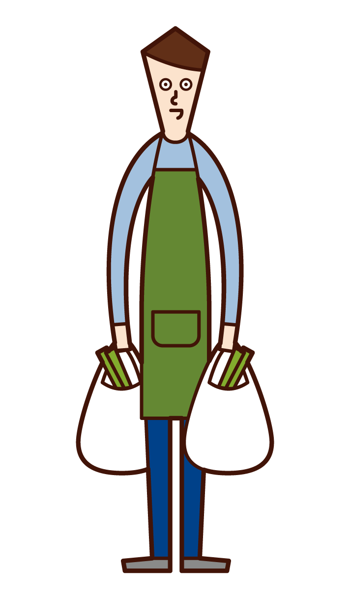 Illustration of care worker and home helper (woman) who helps the elderly with excretion