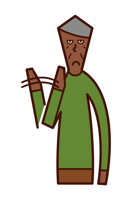 Illustration of a person who refuses (old man)