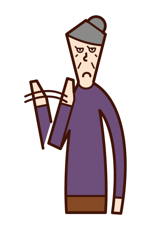 Illustration of a person who refuses (old man)