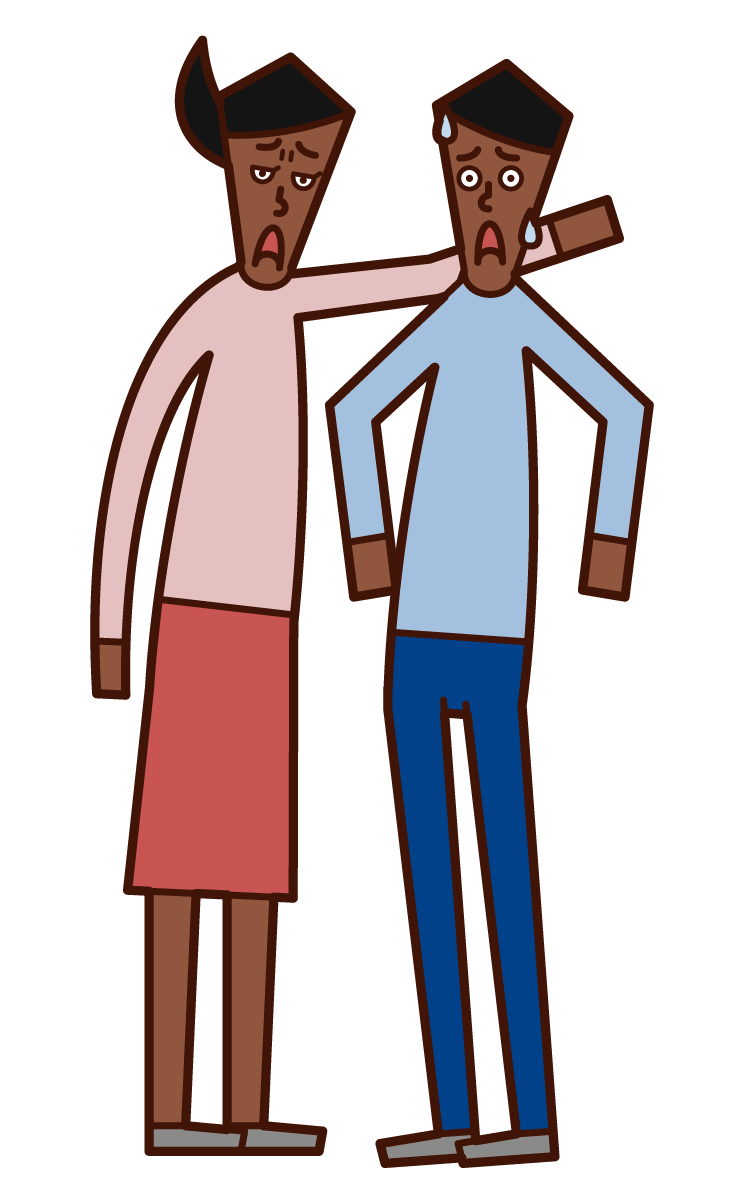 Illustration of a person (woman) threatening a woman