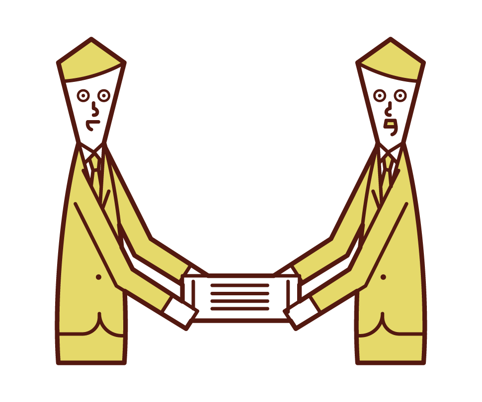 Illustration of a person (male) who is awarded a certificate of commendation