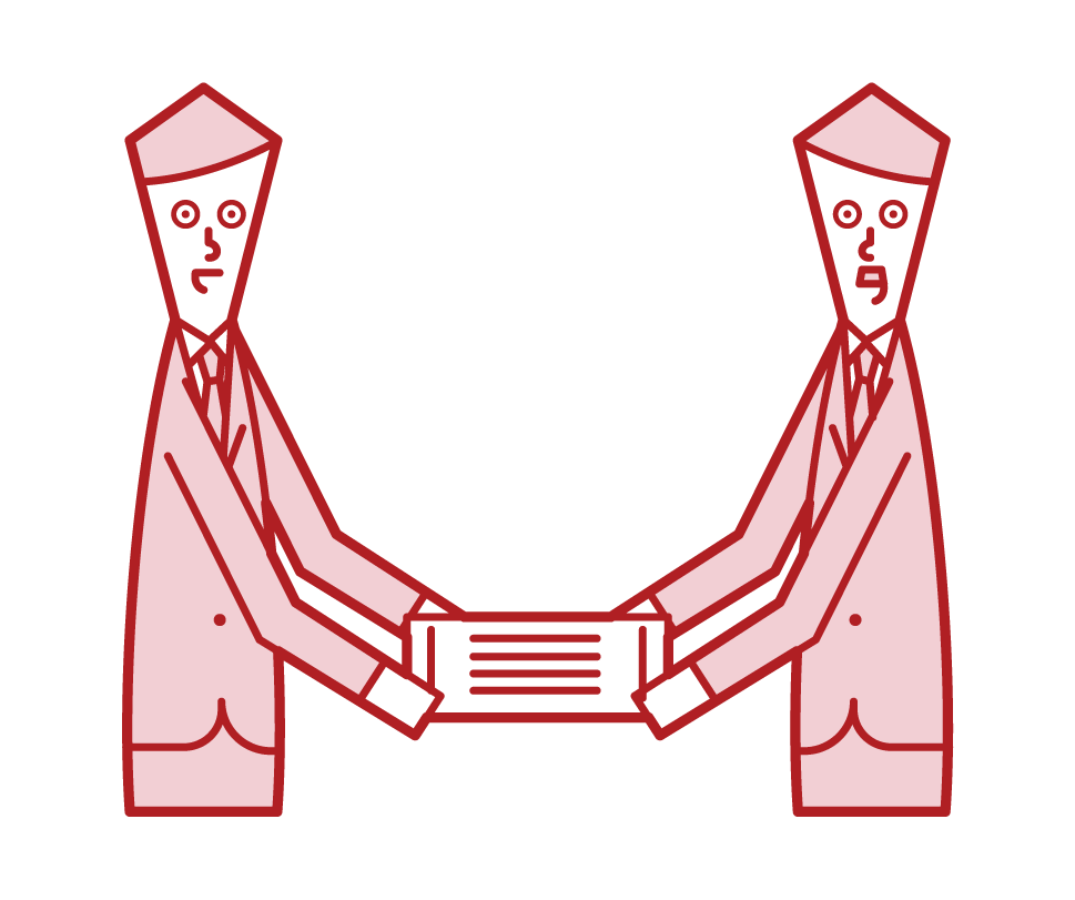 Illustration of a person (male) who is awarded a certificate of commendation