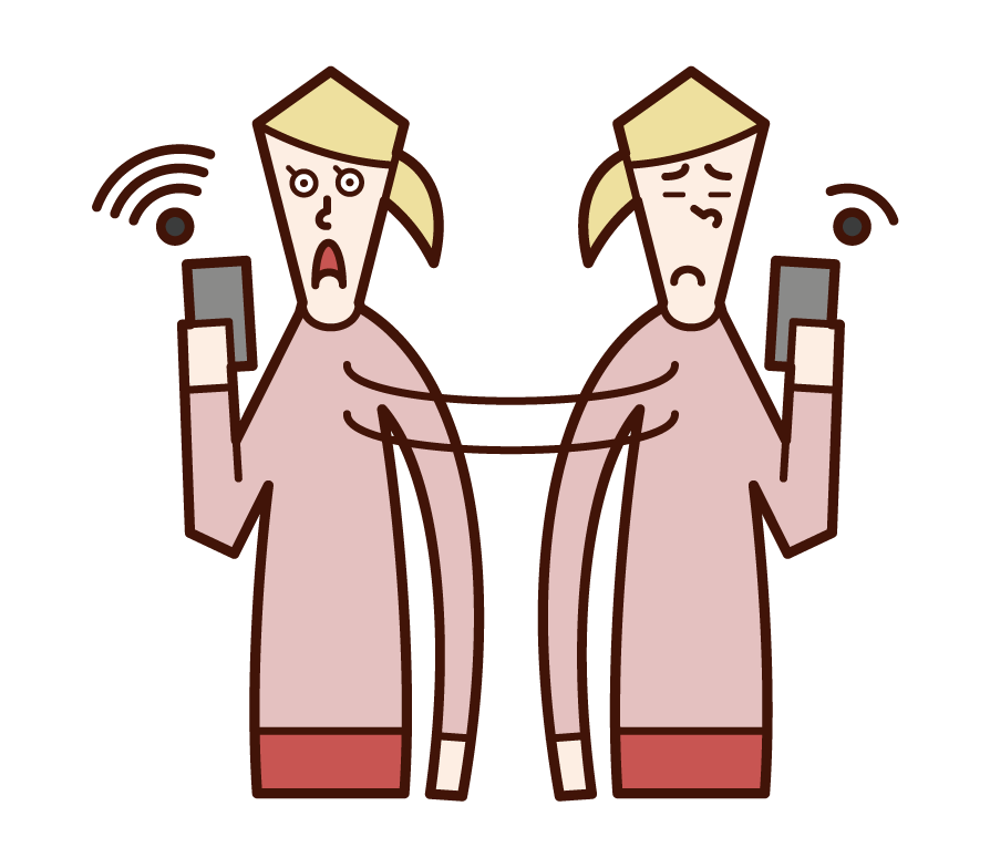 Illustration of a woman looking for wi-fi