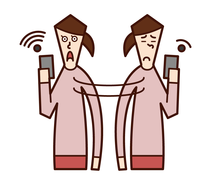 Illustration of a woman looking for wi-fi