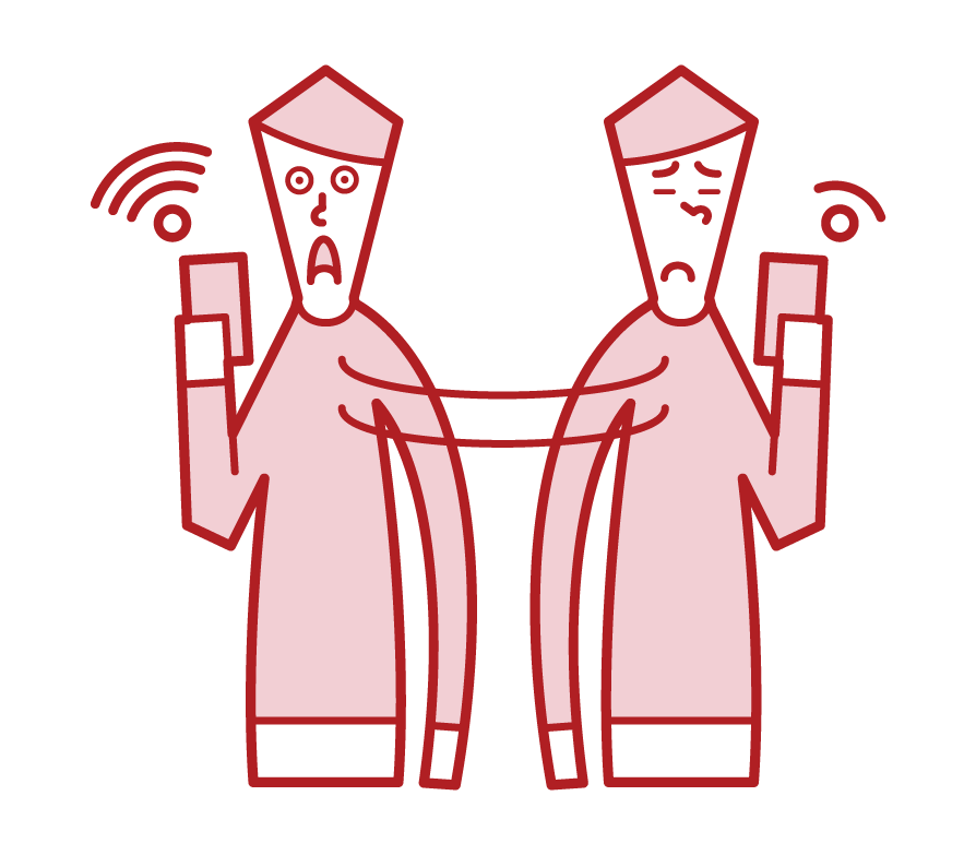 Illustration of a man looking for wi-fi