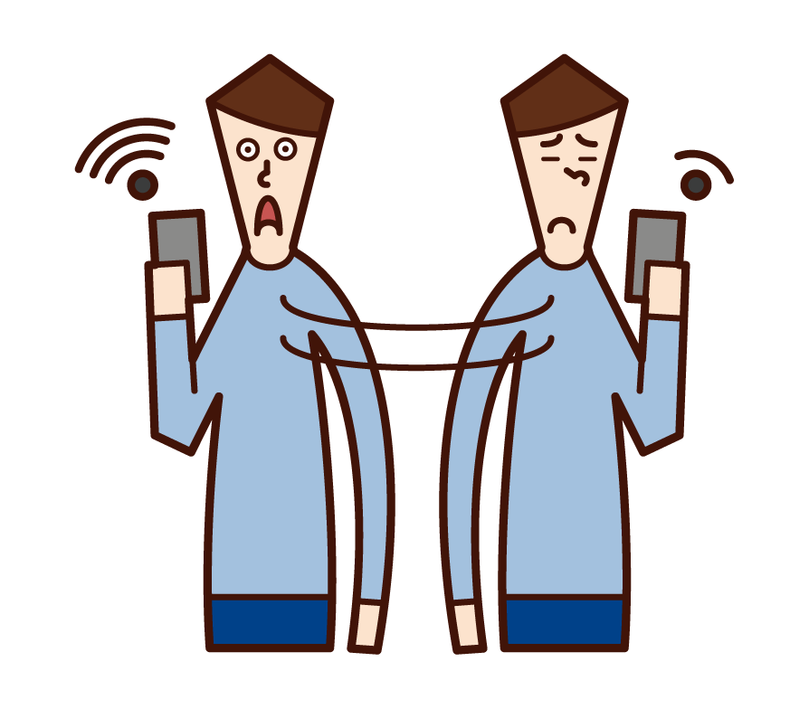 Illustration of a man looking for wi-fi