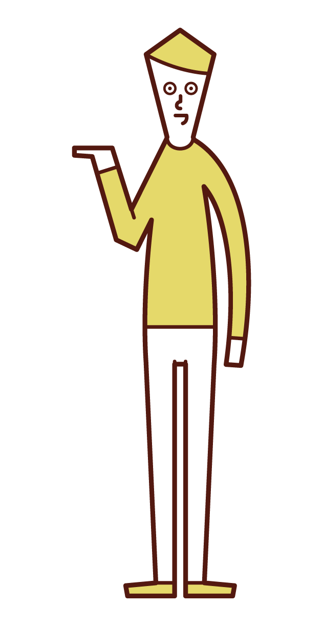 Illustration of a person (male) who provides guidance and customer service