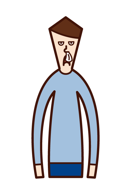 Illustration of a man with a tissue stuffed in his nose