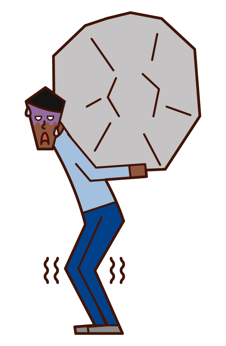Illustration of a person (man) carrying a burden