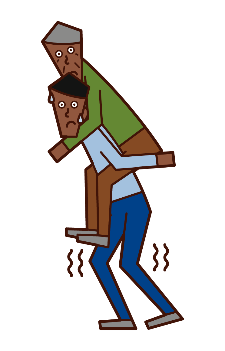 Illustration of a man carrying an elderly person